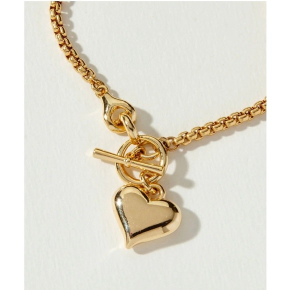 Gold Heart Toggle Necklace - Picture 1 of 5